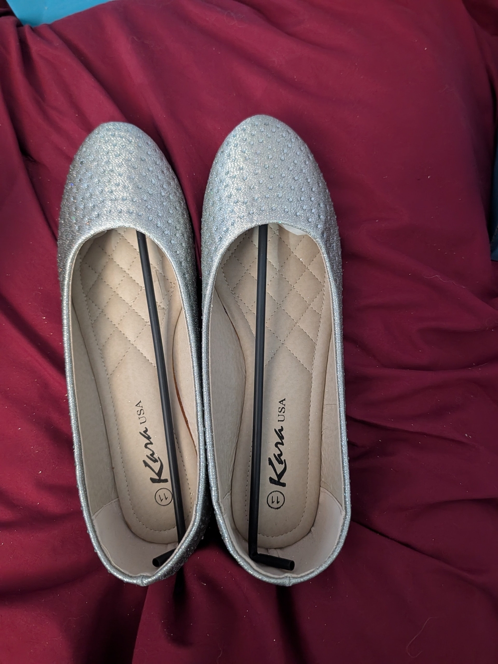 ✨Glitz Silver Sparkle & Rhinestone Crystal Ballet Flats Brand New Kara Size 11